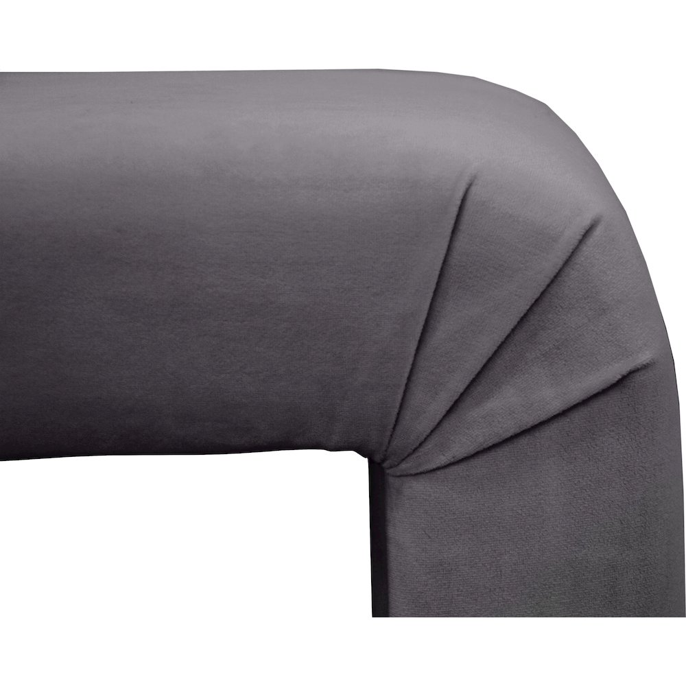 Minimalist Grey Velvet Bench. Picture 5