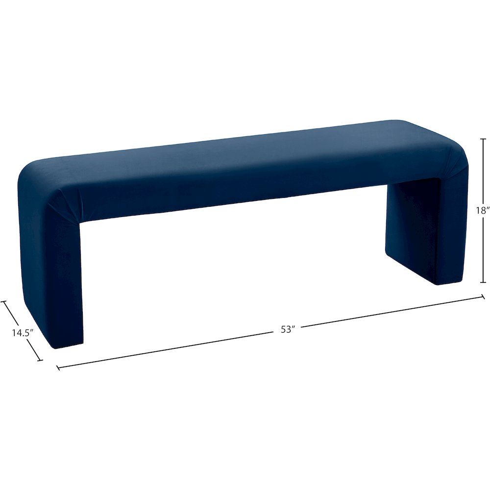Minimalist Navy Velvet Bench. Picture 6
