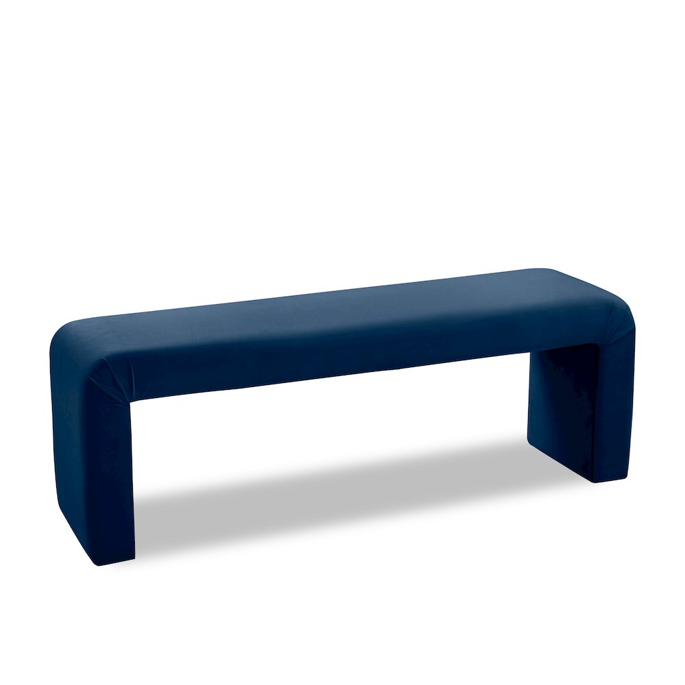 Minimalist Navy Velvet Bench. Picture 1