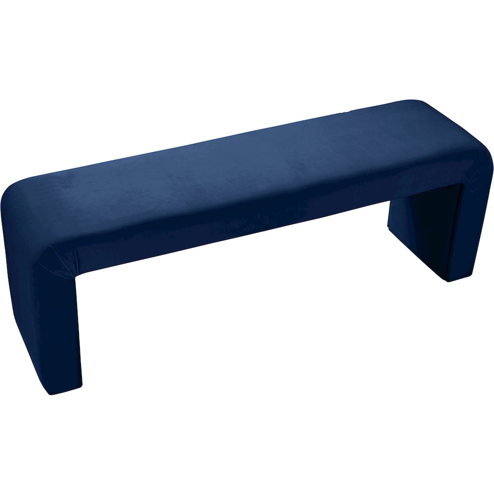 Minimalist Navy Velvet Bench. Picture 3