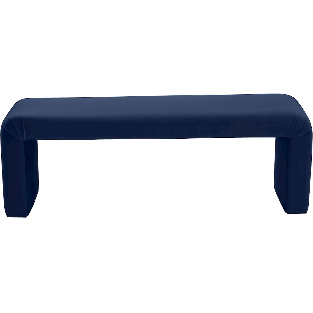 Minimalist Navy Velvet Bench. Picture 4
