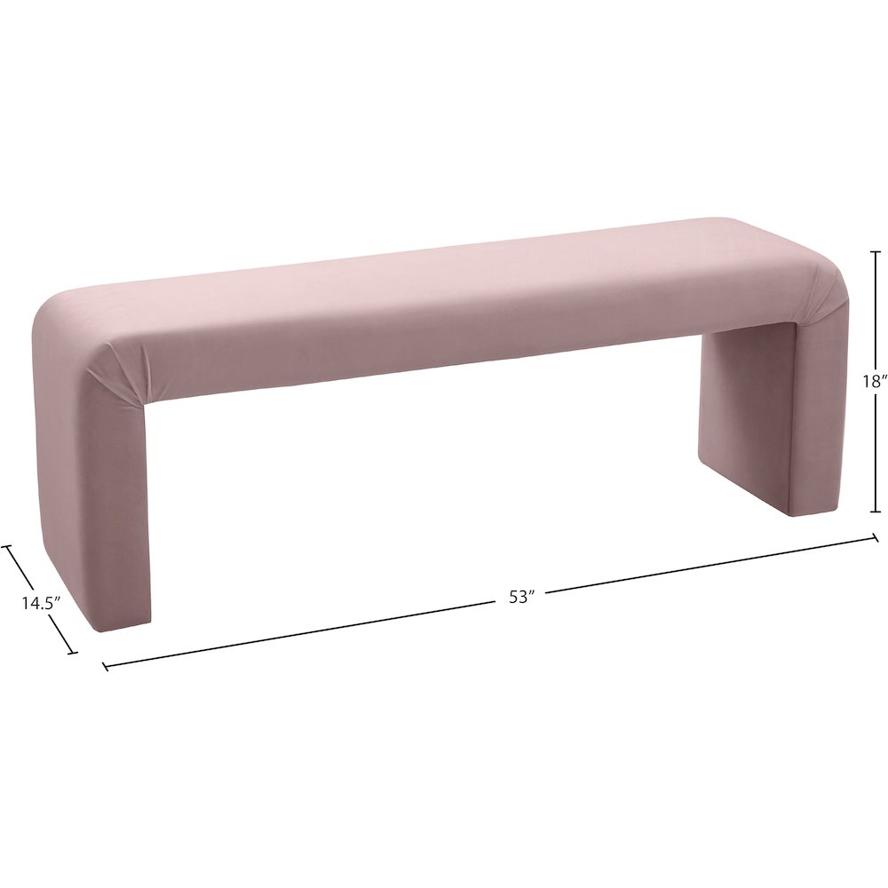 Minimalist Pink Velvet Bench. Picture 6
