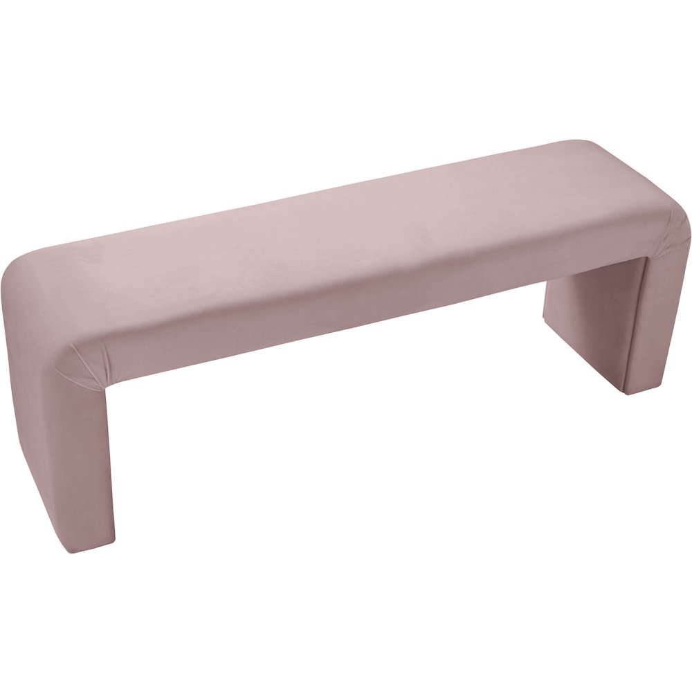 Minimalist Pink Velvet Bench. Picture 3