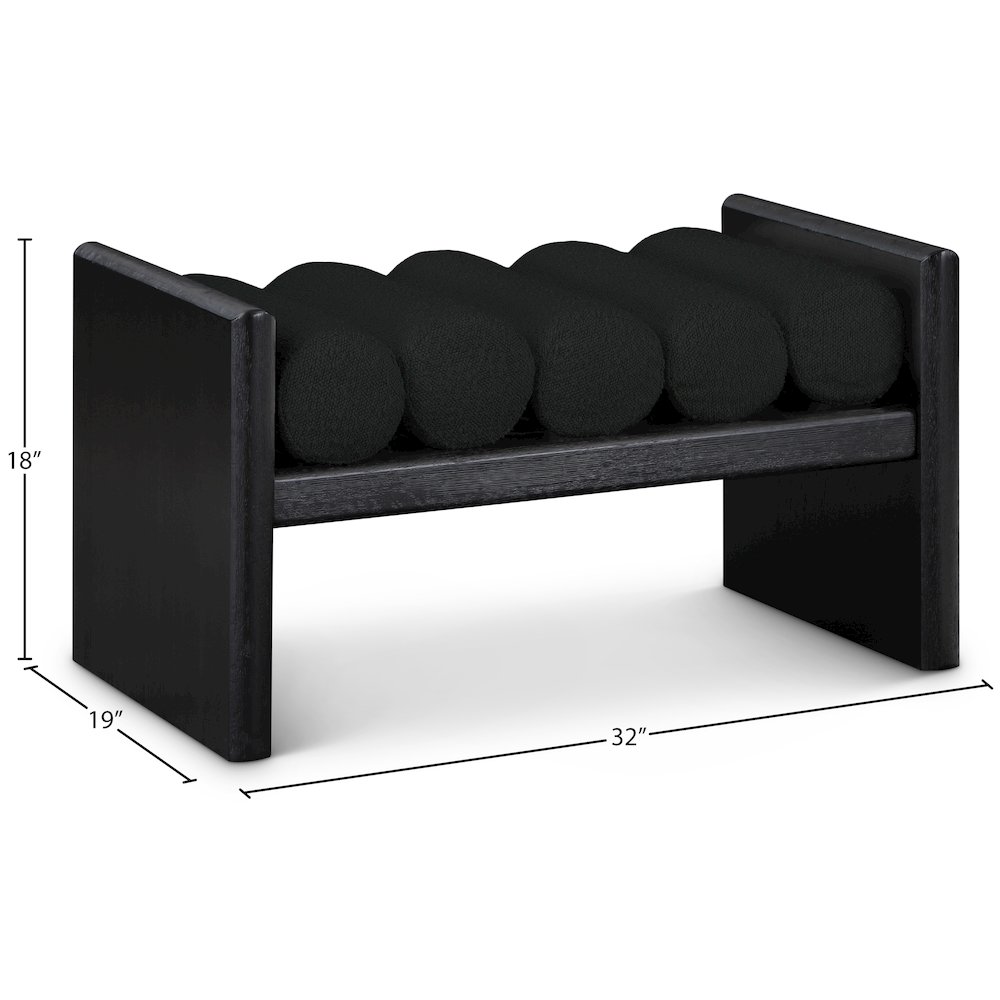 Waverly Black Boucle Fabric Bench. Picture 7