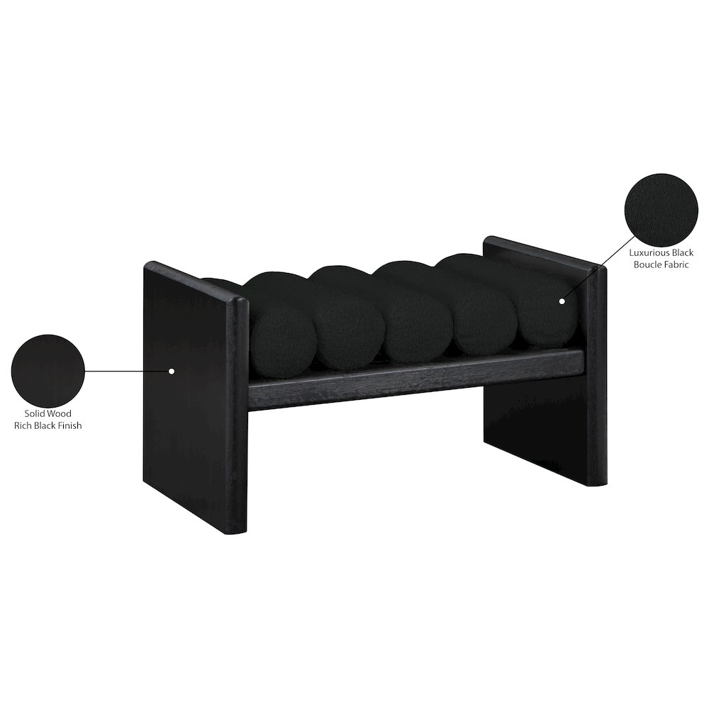 Waverly Black Boucle Fabric Bench. Picture 8