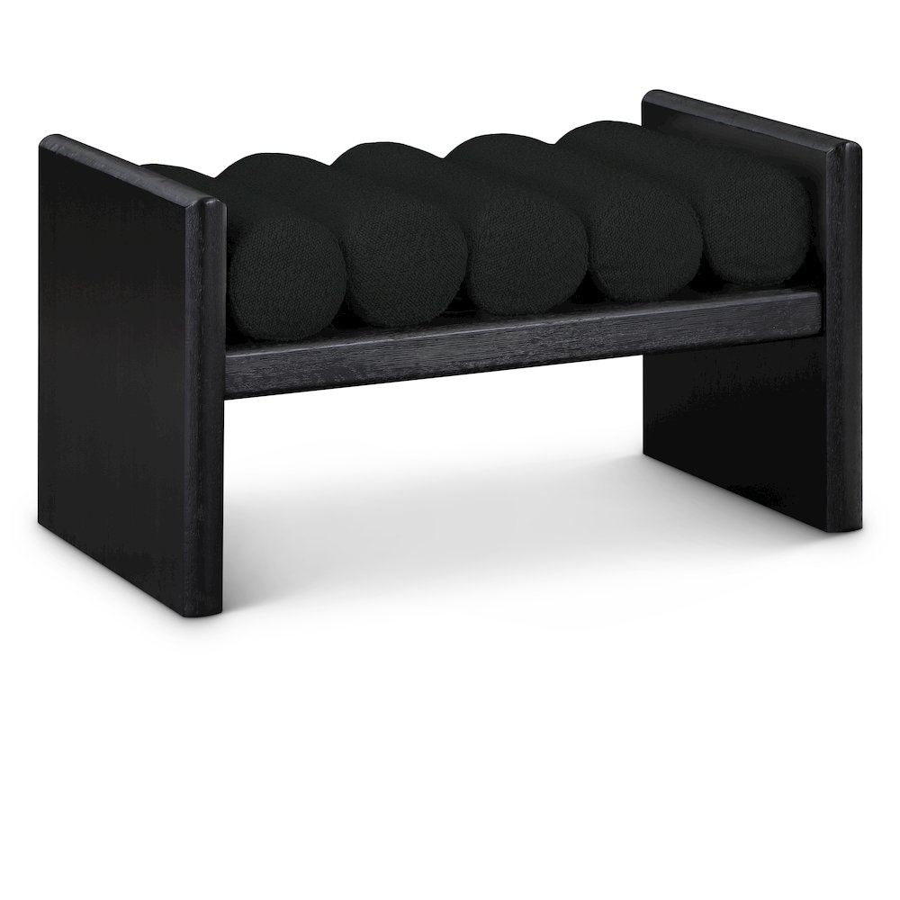 Waverly Black Boucle Fabric Bench. Picture 1
