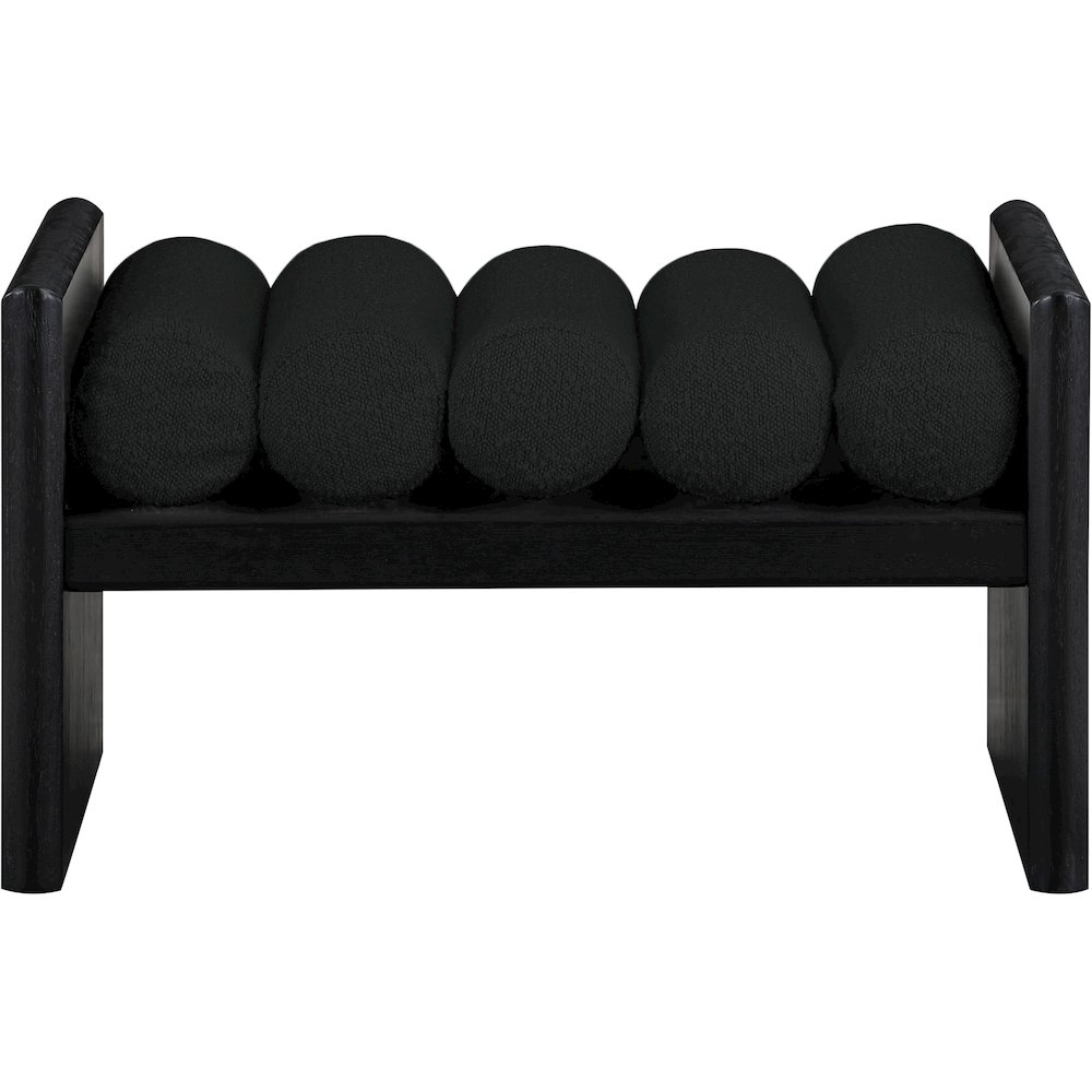 Waverly Black Boucle Fabric Bench. Picture 3