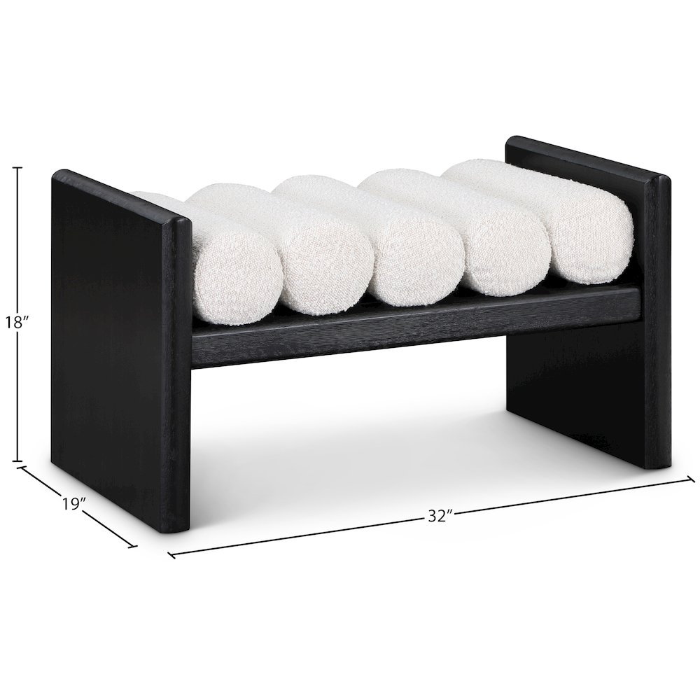 Waverly Cream Boucle Fabric Bench. Picture 7