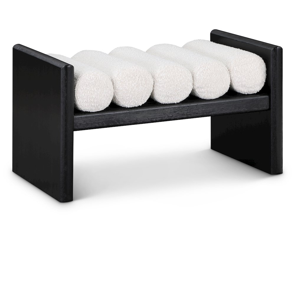 Waverly Cream Boucle Fabric Bench. Picture 1