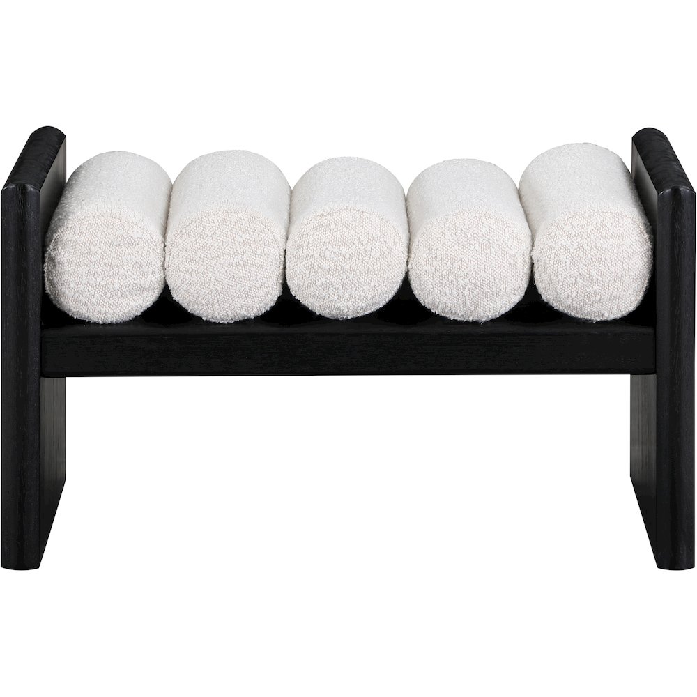 Waverly Cream Boucle Fabric Bench. Picture 3