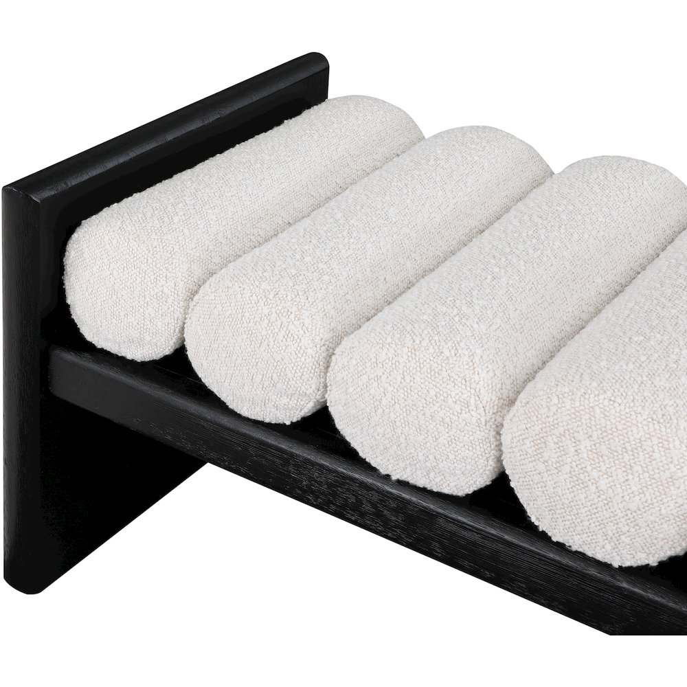 Waverly Cream Boucle Fabric Bench. Picture 6