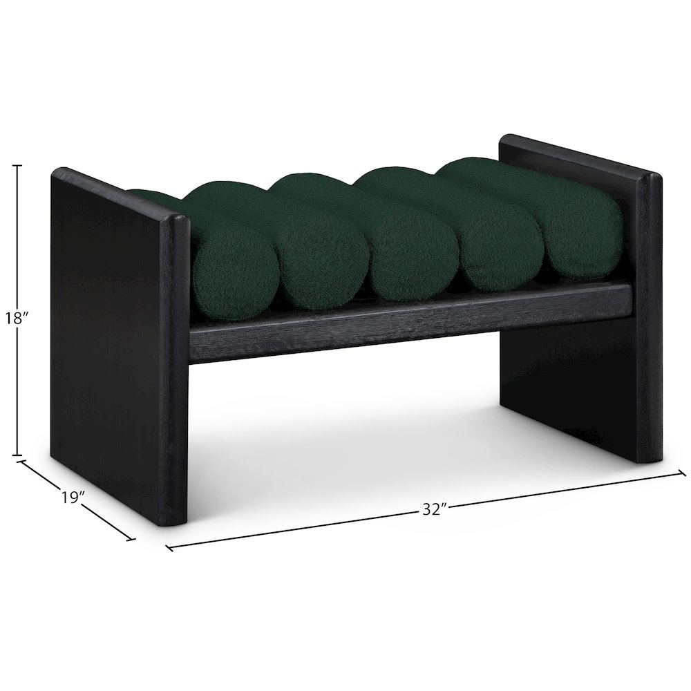 Waverly Green Boucle Fabric Bench. Picture 7