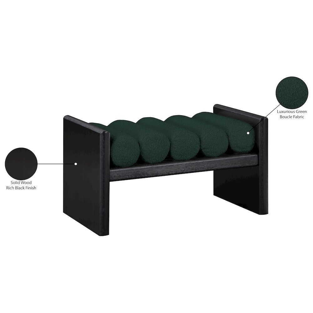 Waverly Green Boucle Fabric Bench. Picture 8