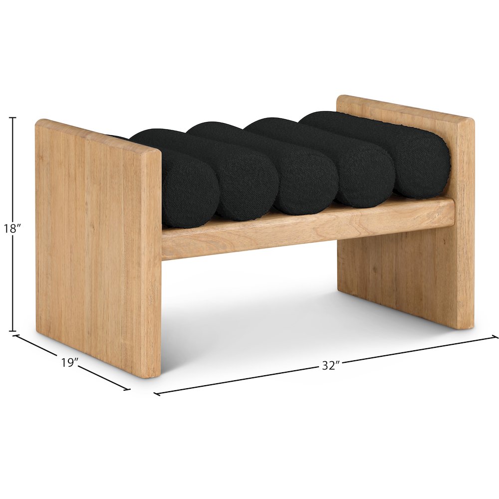 Waverly Black Boucle Fabric Bench. Picture 7