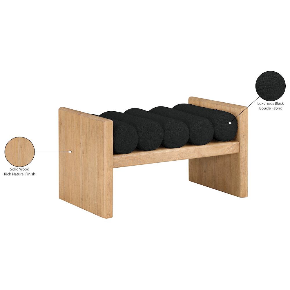 Waverly Black Boucle Fabric Bench. Picture 8