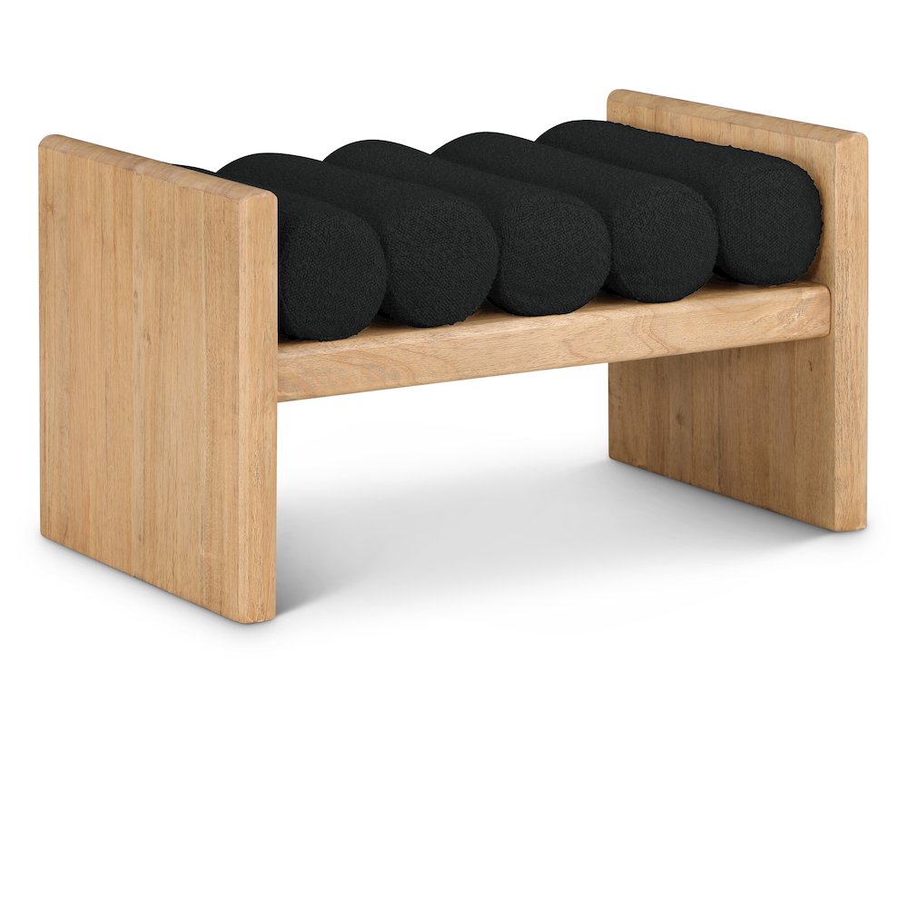 Waverly Black Boucle Fabric Bench. Picture 1