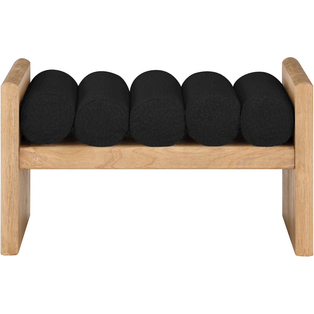 Waverly Black Boucle Fabric Bench. Picture 3