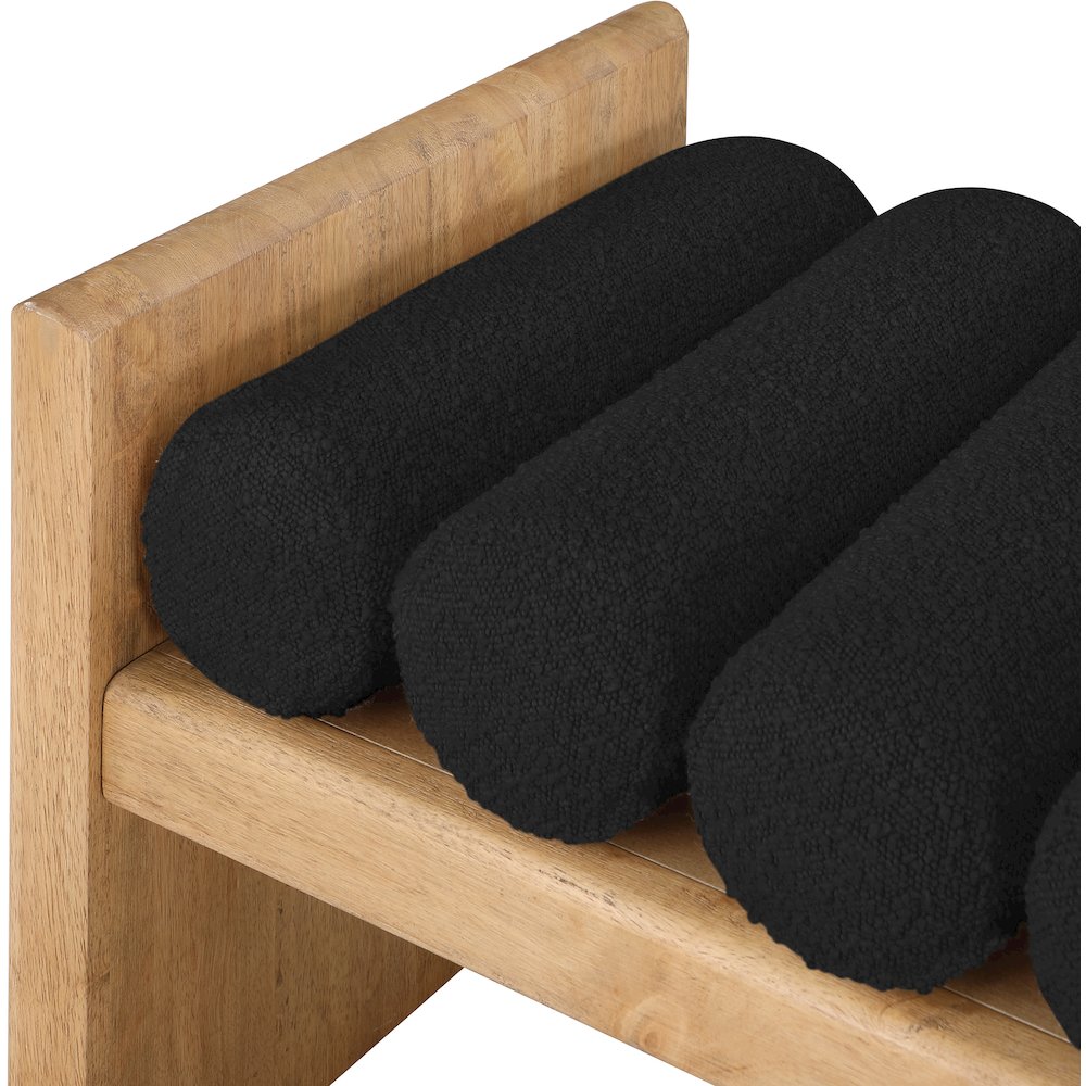 Waverly Black Boucle Fabric Bench. Picture 5