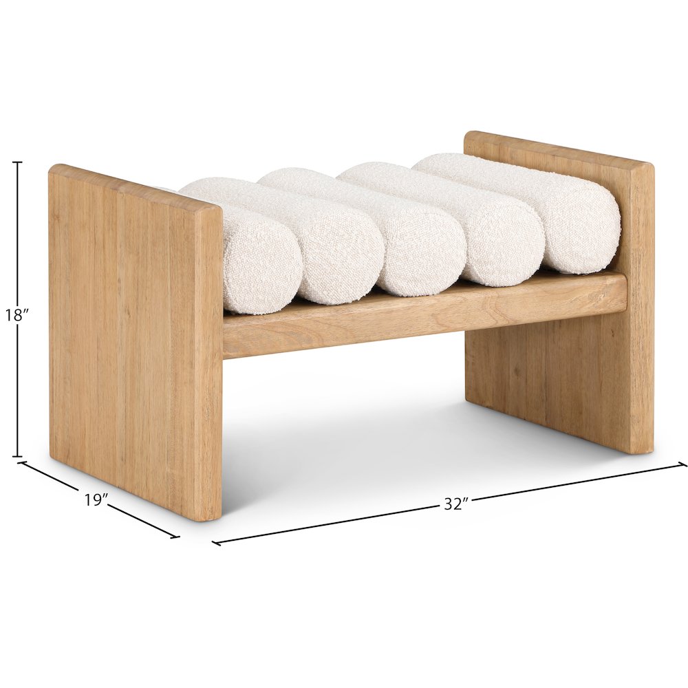 Waverly Cream Boucle Fabric Bench. Picture 7