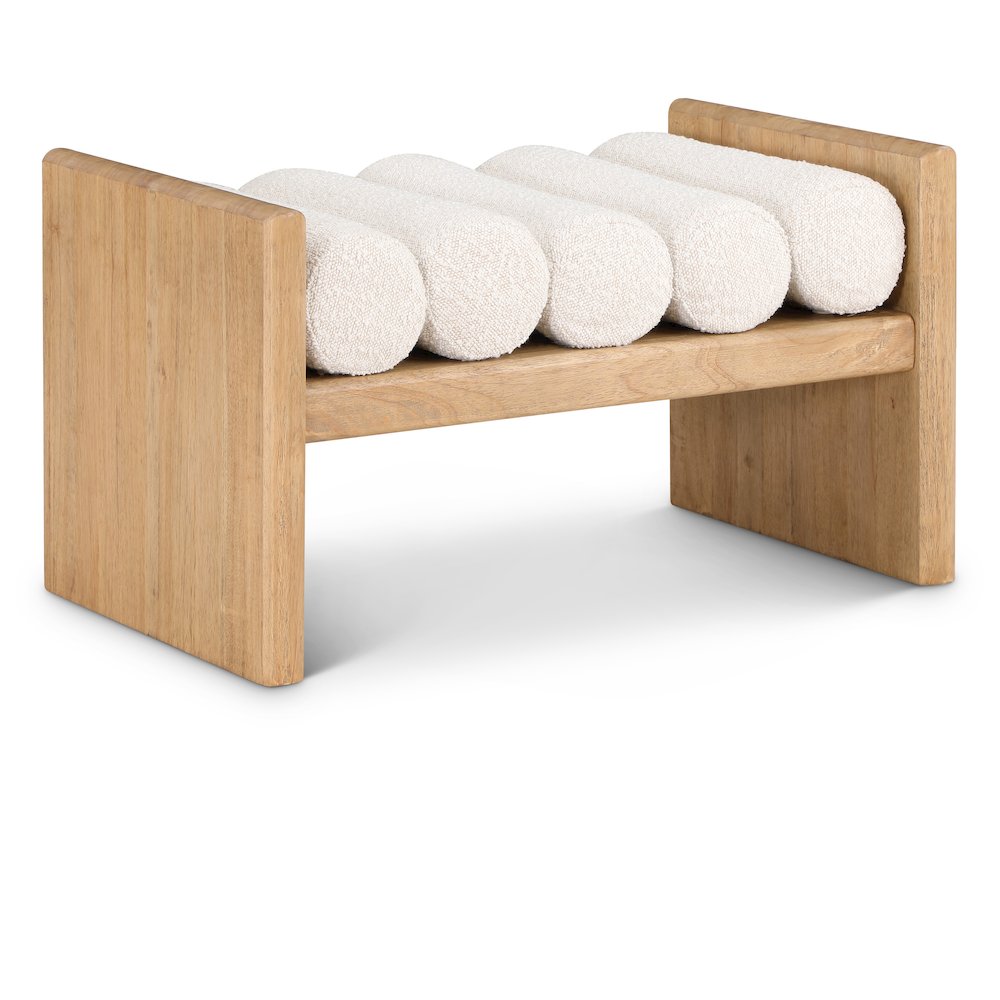 Waverly Cream Boucle Fabric Bench. Picture 1