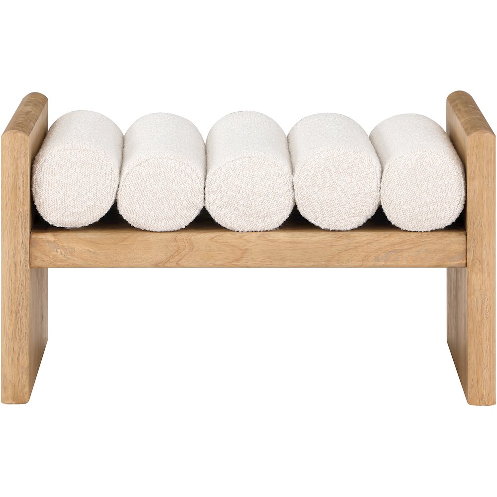 Waverly Cream Boucle Fabric Bench. Picture 3