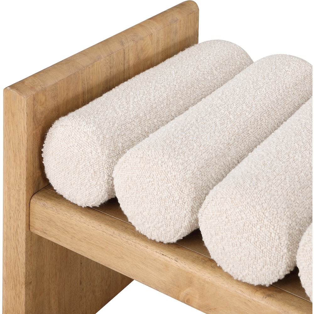 Waverly Cream Boucle Fabric Bench. Picture 5