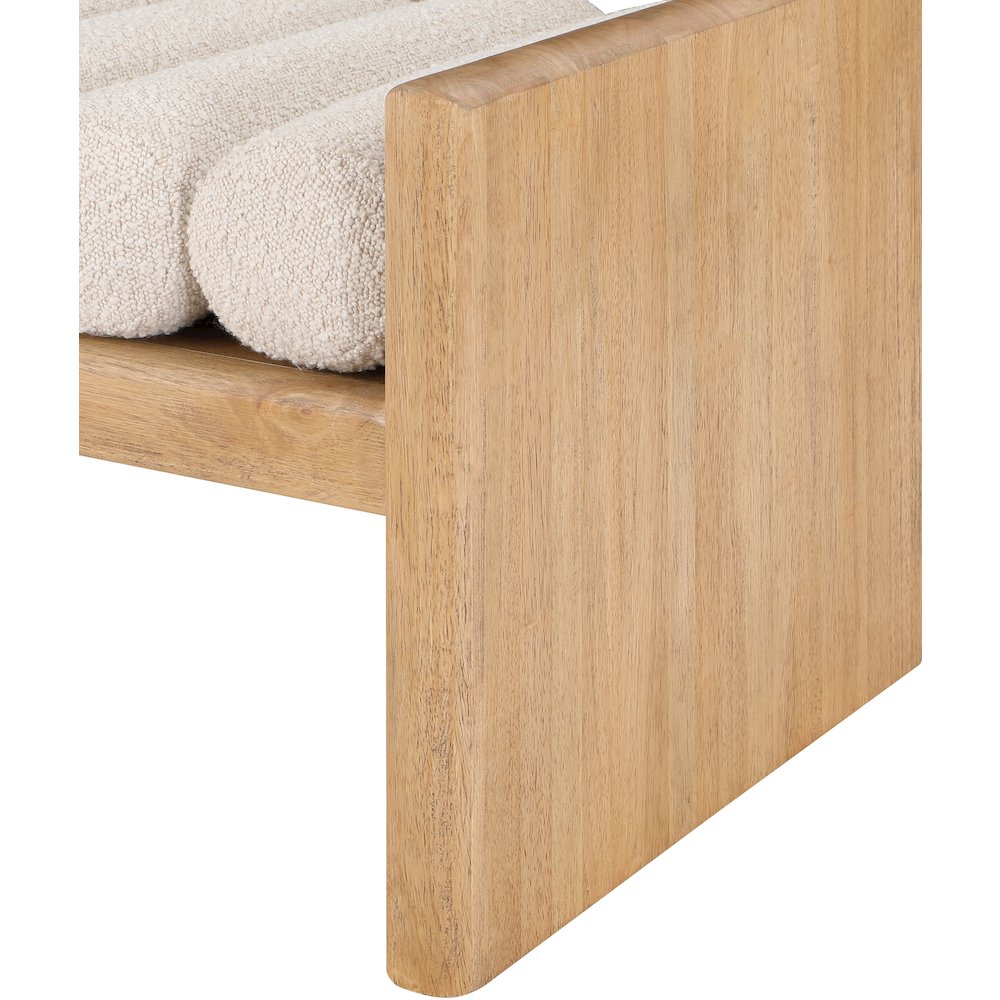 Waverly Cream Boucle Fabric Bench. Picture 6