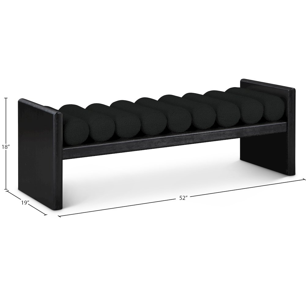 Waverly Black Boucle Fabric Bench. Picture 7