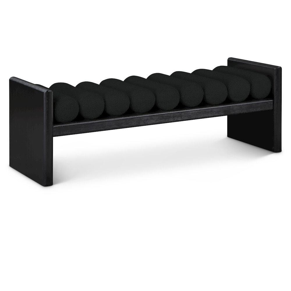 Waverly Black Boucle Fabric Bench. Picture 1