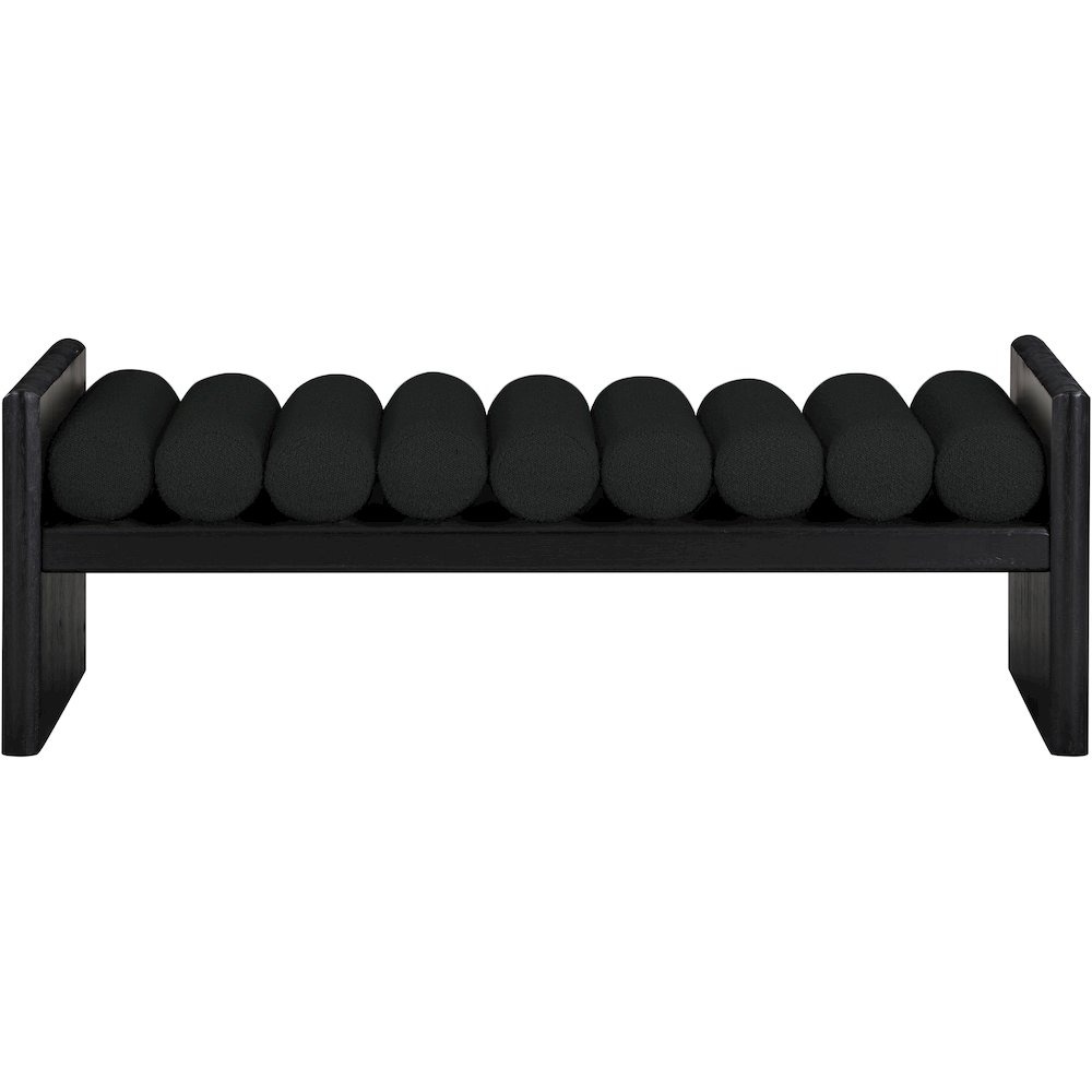 Waverly Black Boucle Fabric Bench. Picture 3