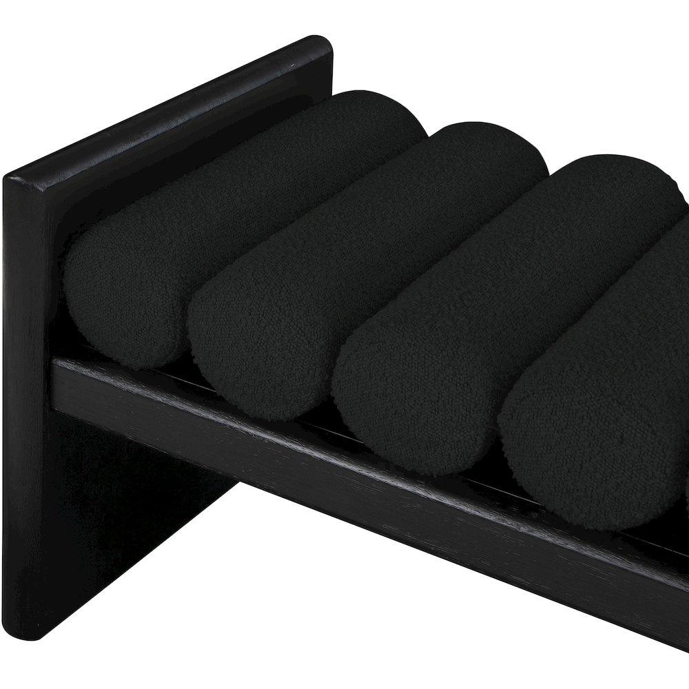 Waverly Black Boucle Fabric Bench. Picture 5