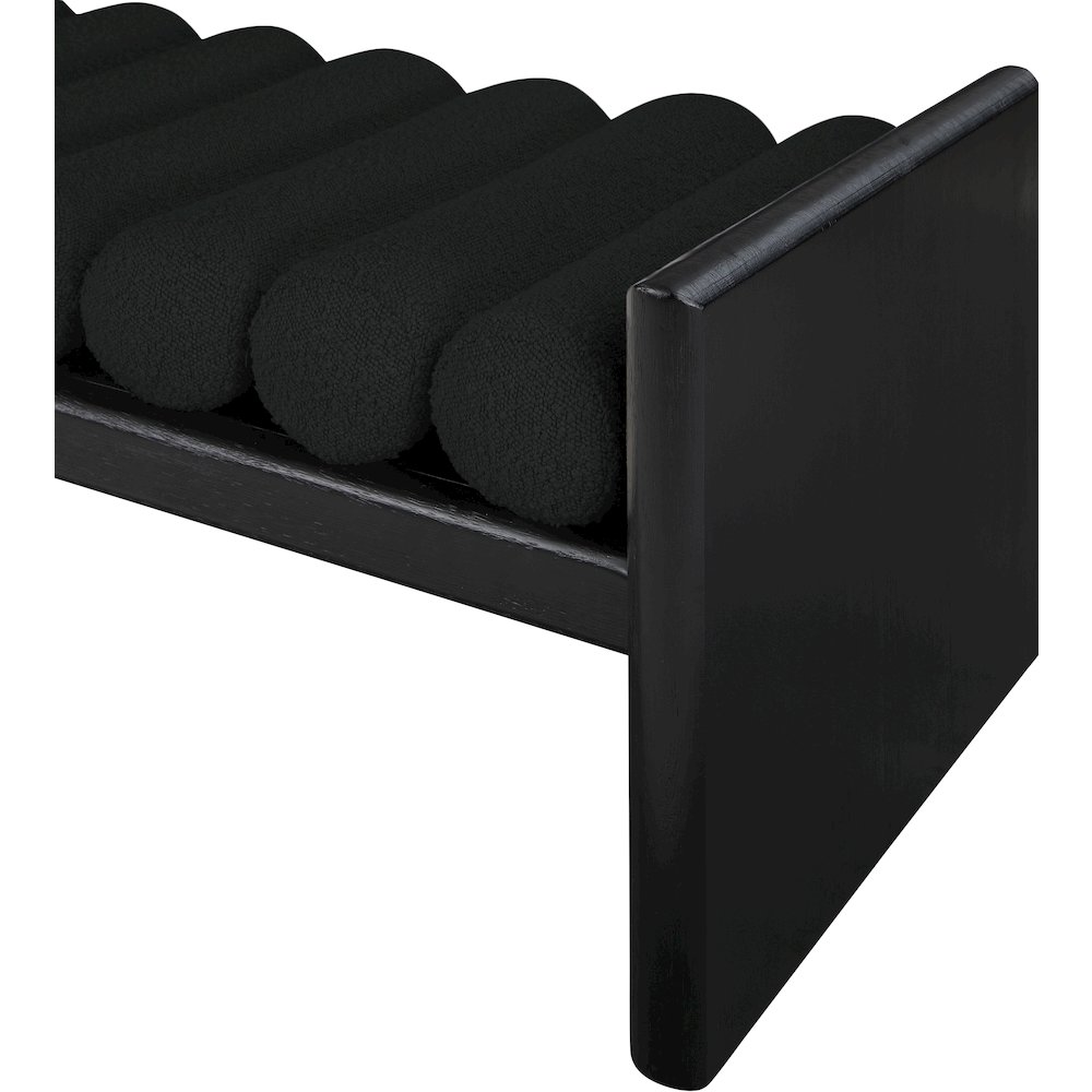 Waverly Black Boucle Fabric Bench. Picture 6