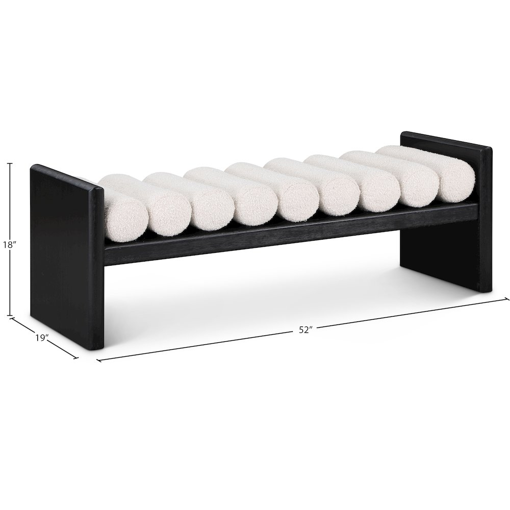 Waverly Cream Boucle Fabric Bench. Picture 7