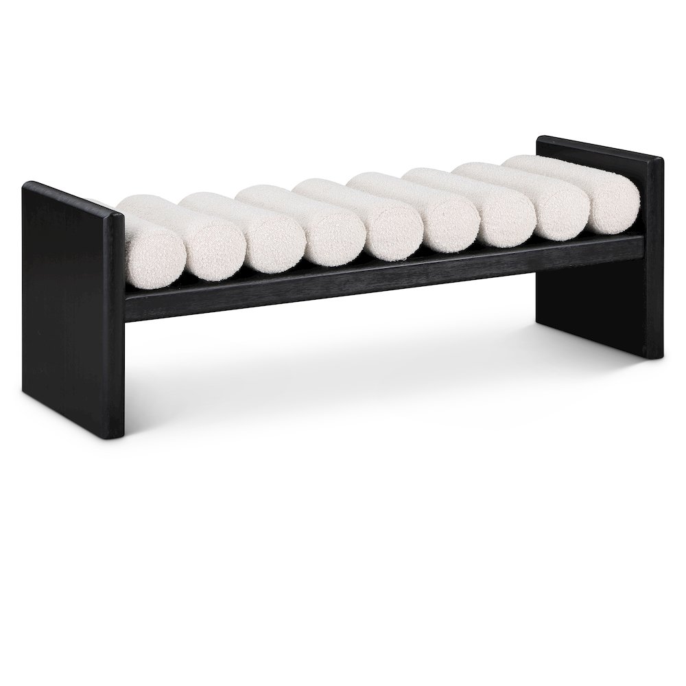 Waverly Cream Boucle Fabric Bench. Picture 1