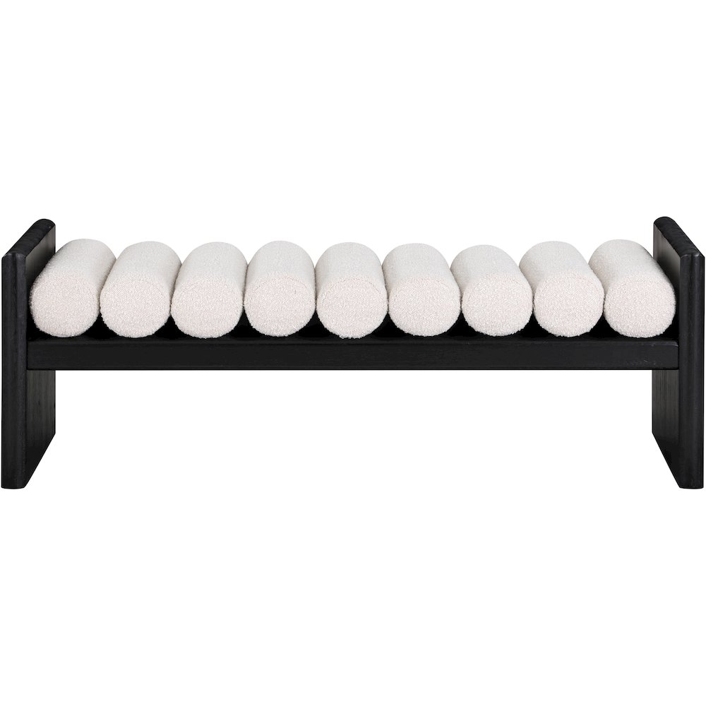 Waverly Cream Boucle Fabric Bench. Picture 3