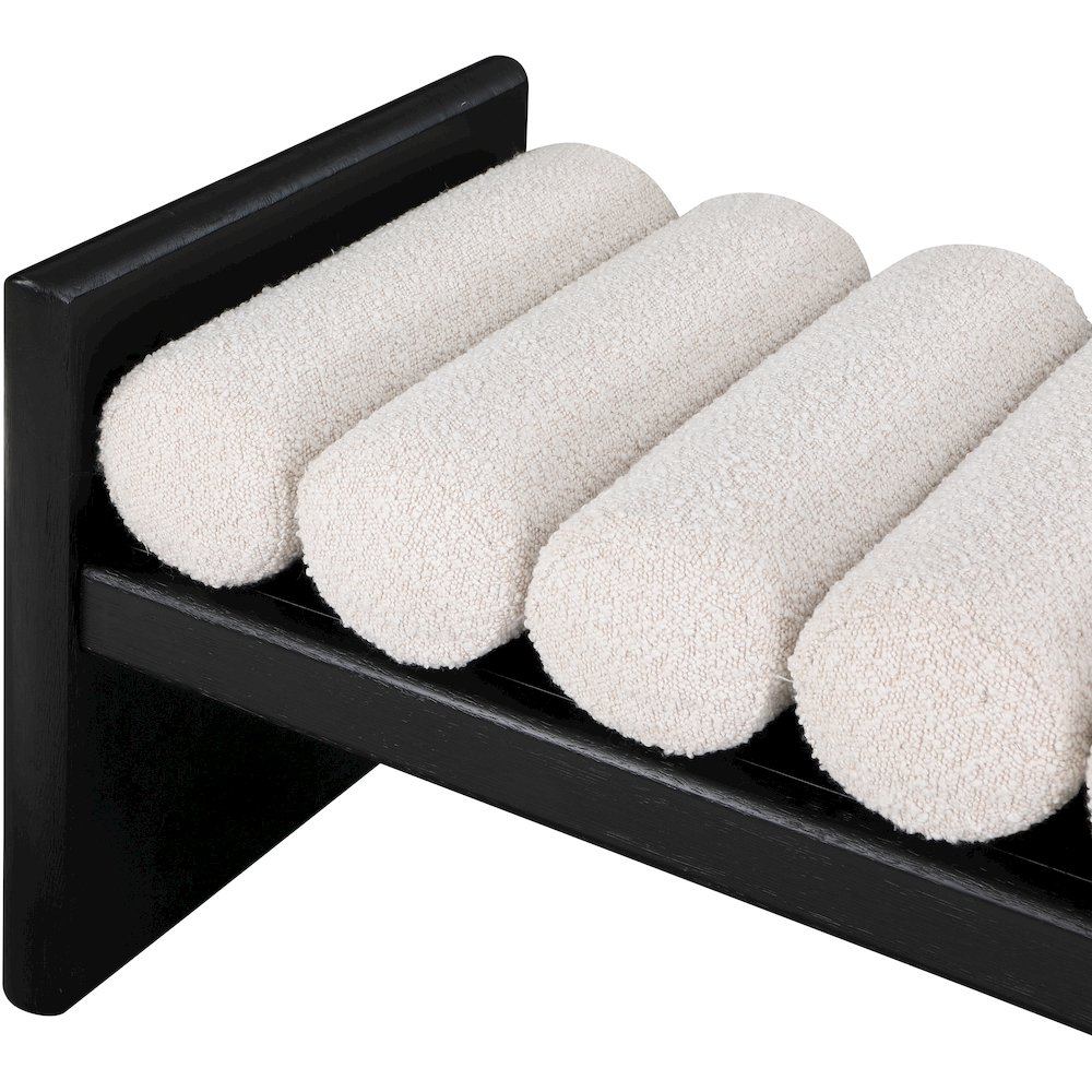Waverly Cream Boucle Fabric Bench. Picture 5