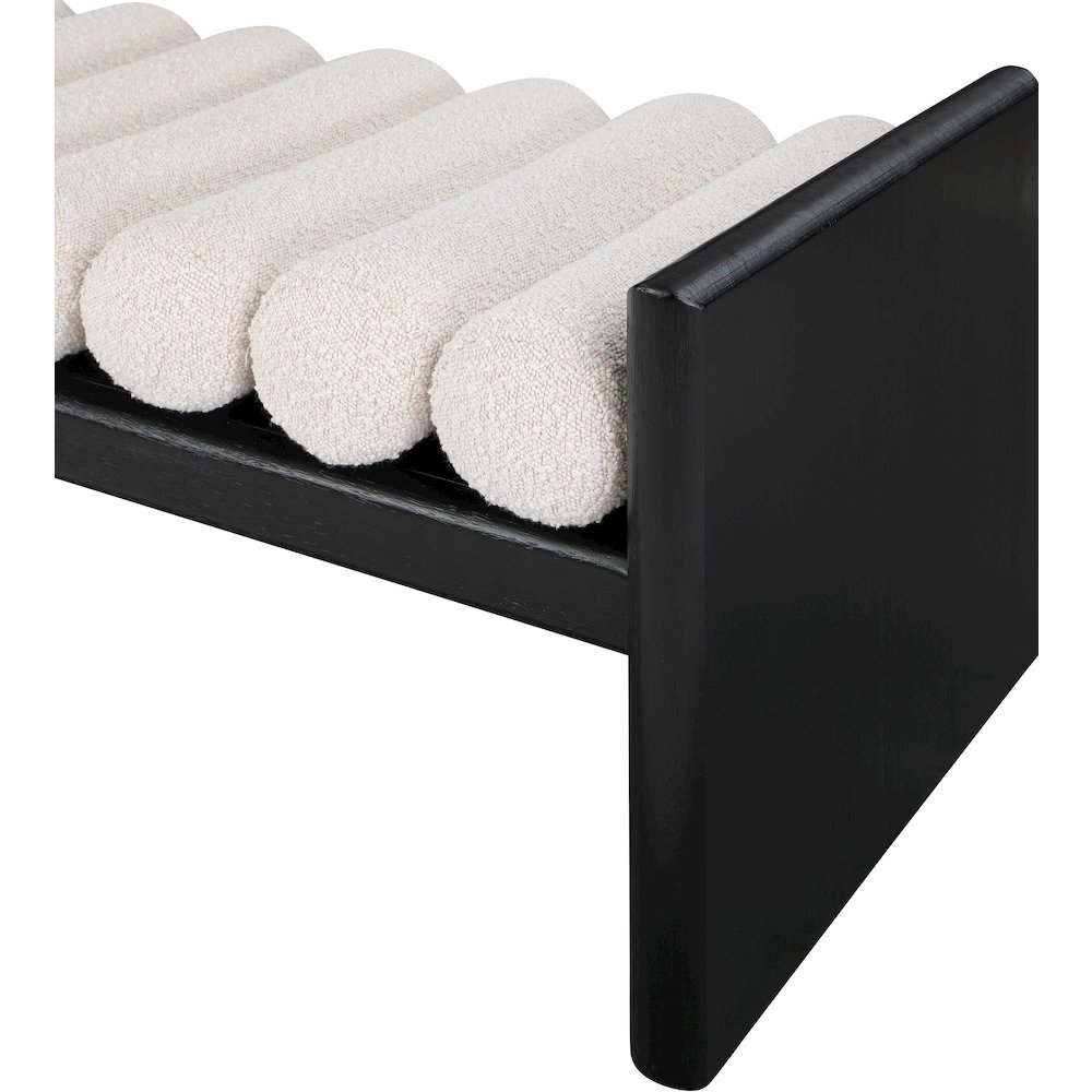 Waverly Cream Boucle Fabric Bench. Picture 6