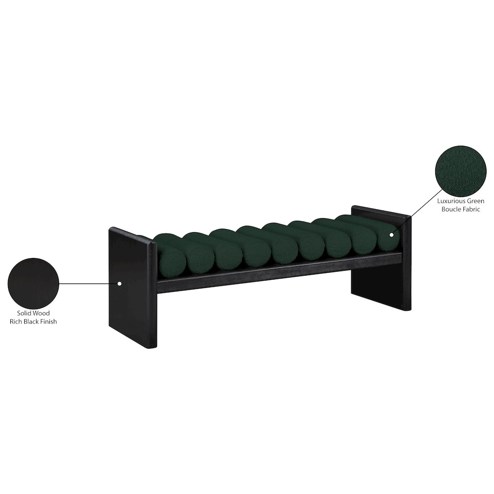 Waverly Green Boucle Fabric Bench. Picture 8