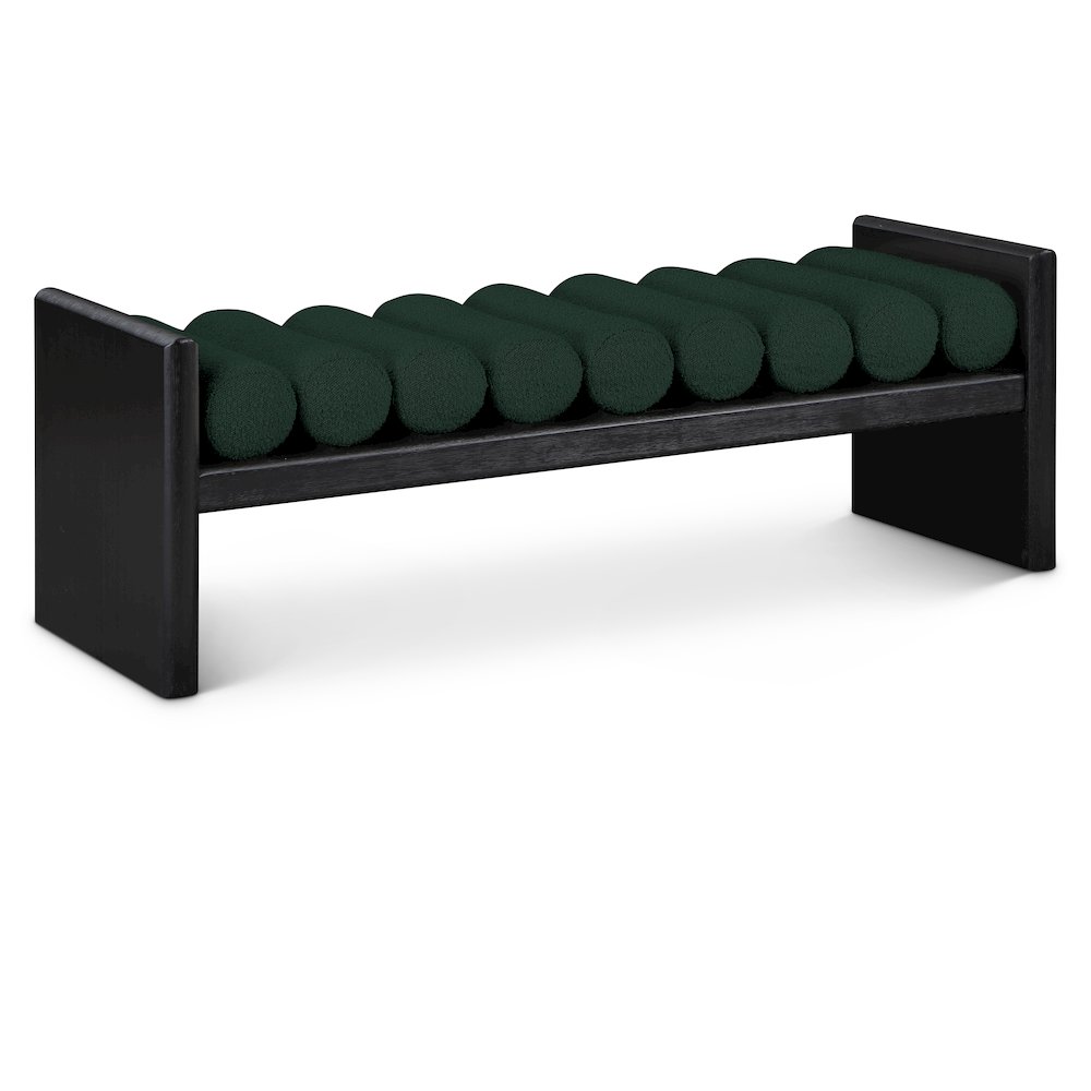 Waverly Green Boucle Fabric Bench. Picture 1
