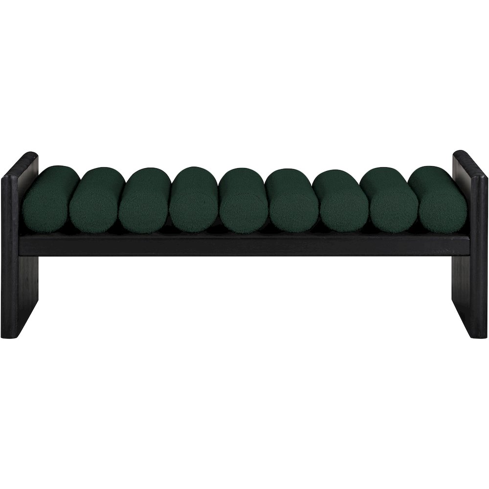 Waverly Green Boucle Fabric Bench. Picture 3