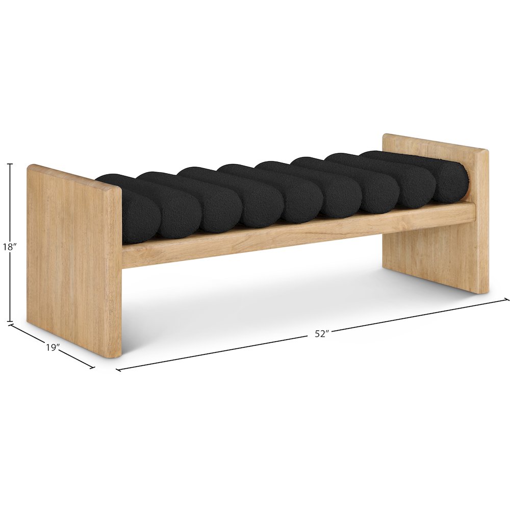 Waverly Black Boucle Fabric Bench. Picture 7