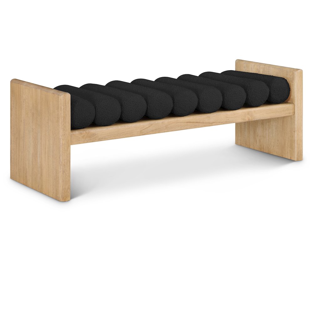 Waverly Black Boucle Fabric Bench. Picture 1