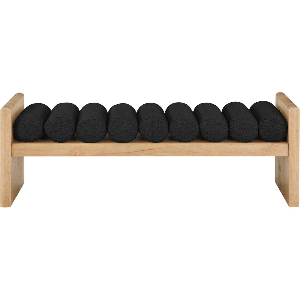 Waverly Black Boucle Fabric Bench. Picture 3
