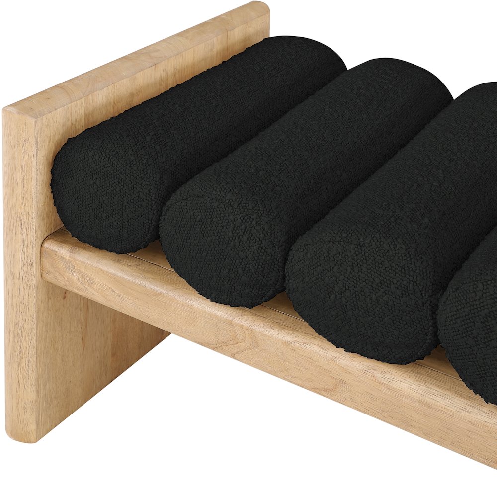Waverly Black Boucle Fabric Bench. Picture 5