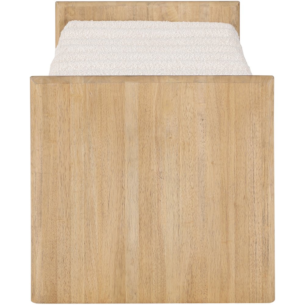 Waverly Cream Boucle Fabric Bench. Picture 4