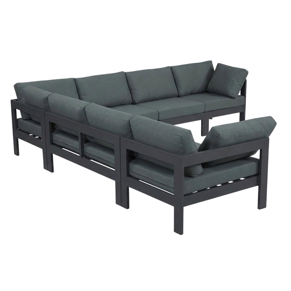 Gray Fabric Outdoor Patio Modular Sectional With Contemporary Design. Picture 1