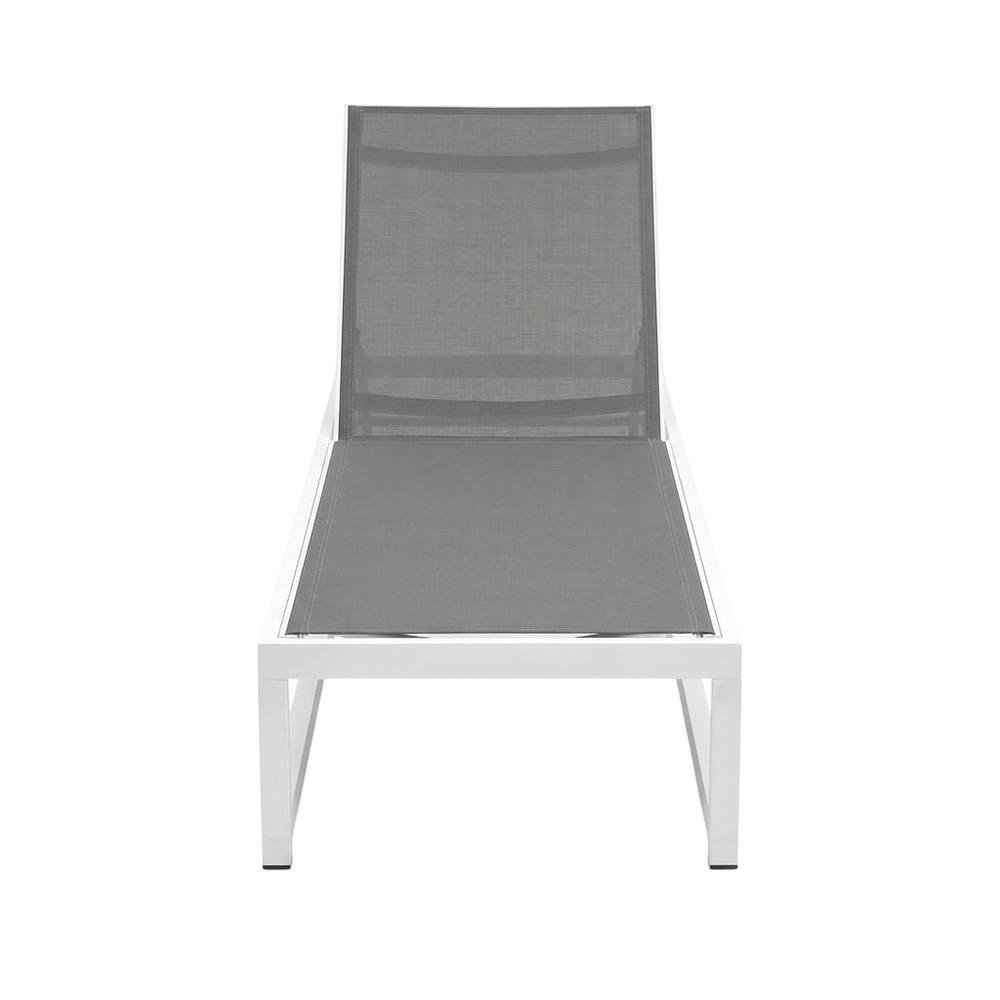 Gray Mesh Fabric Outdoor Chaise Lounge, Adjustable Height, Contemporary. Picture 4