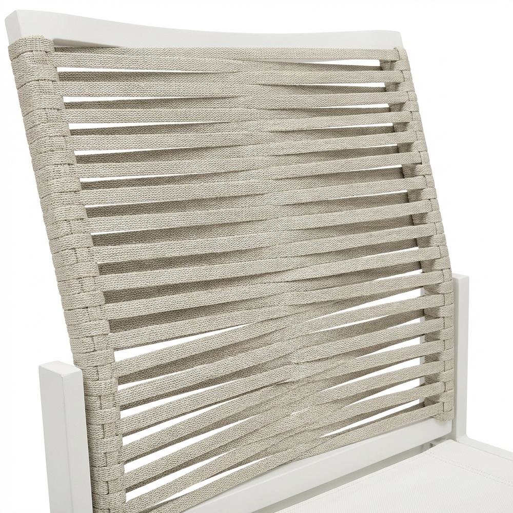 Beige Rope Fabric Outdoor Dining Side Chair Set Of 2 With Contemporary Style. Picture 5