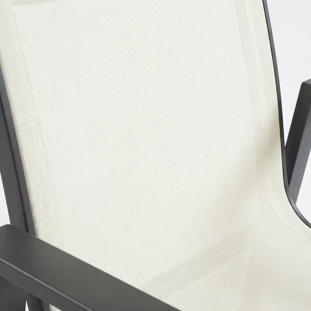 Outdoor Patio Dining Armchairs Set Of 2 In White Mesh Fabric, Contemporary Style. Picture 5