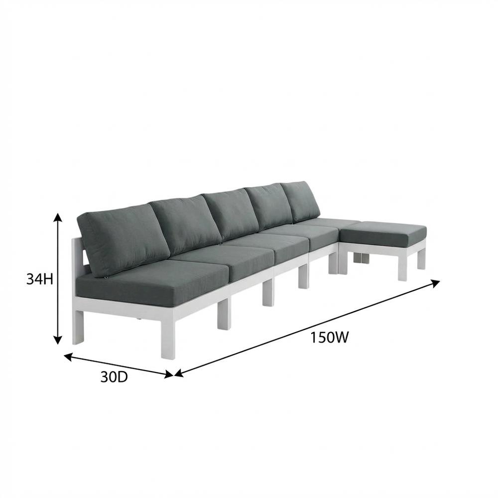 Gray Fabric Outdoor Modular Sofa With Contemporary Style And Cushioned Seat. Picture 7